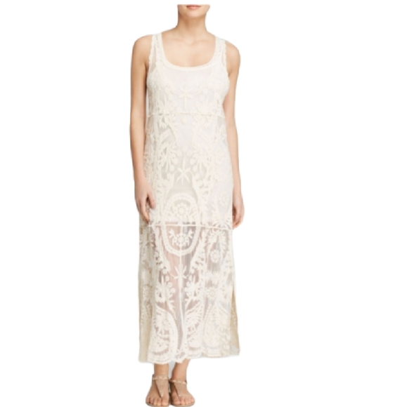 Ella Moss Cabana Lace Overlay Boho Maxi Dress Beach Coverup Wedding Dress - Picture 2 of 7